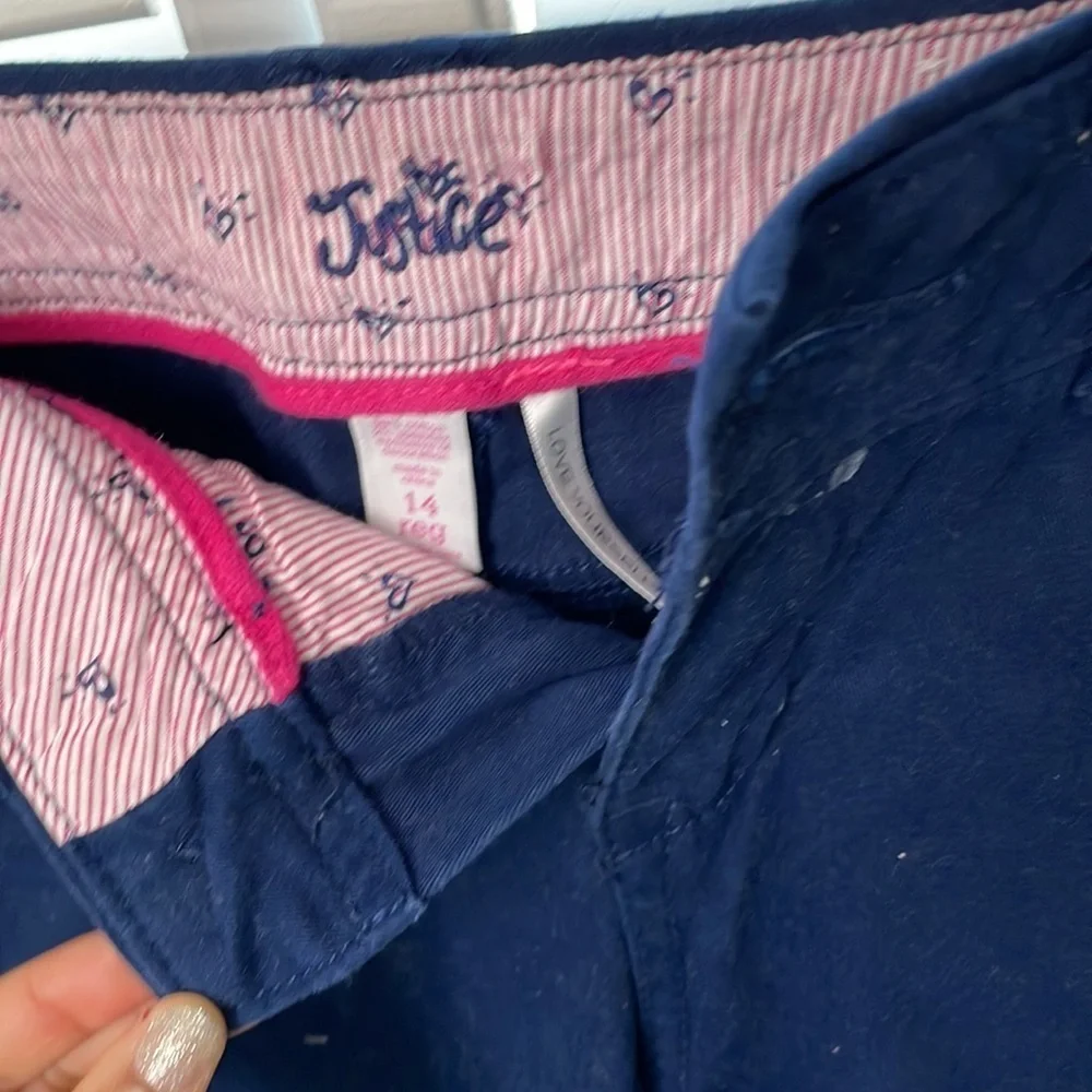 Justice blue flare navy pants uniform pockets